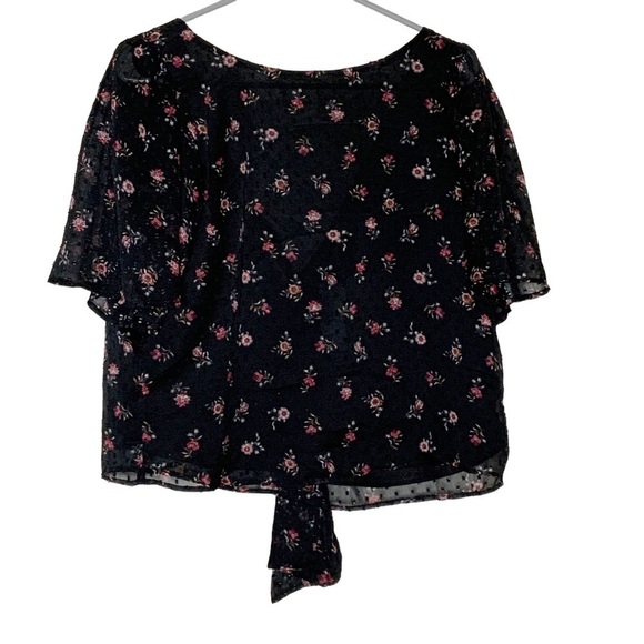LOFT black floral top with back tie. Size S NWT - Picture 1 of 5